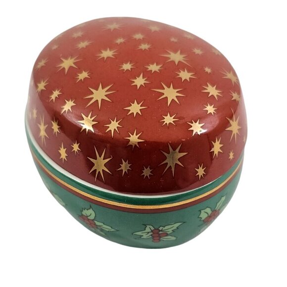 Mikasa Fine Porcelain Holiday Elegance Oval Covered Holiday Trinket Box NWT - Picture 4 of 17